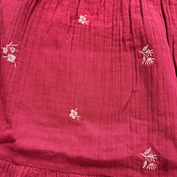 Cat and Jack Girls 5T Dress Red Floral Embroidered Gauzy Short Sleeve NEW - Picture 3 of 6
